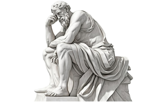Standbeeld van een filosoof geïsoleerd op witte achtergrond Gegenereerd door AI
