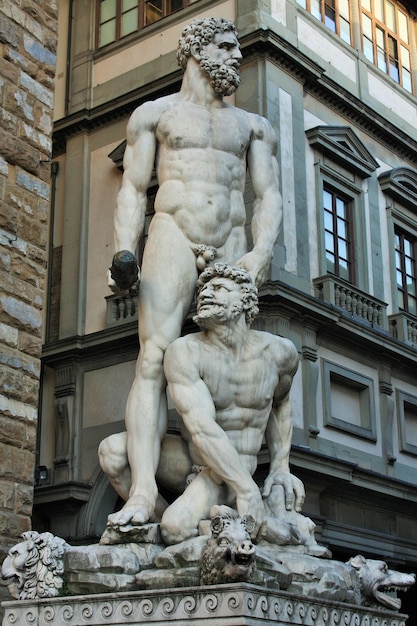 Standbeeld van Hercules en Cacus in Florence in de Loggia dei Lanzi. Piazza Signoria - Florence