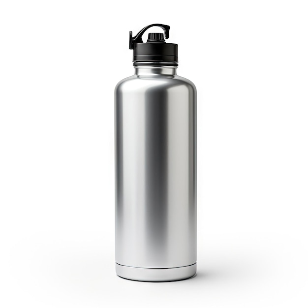 standing aluminum water bottle mockup