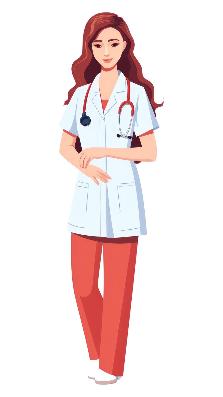 Photo standing female nurse white background