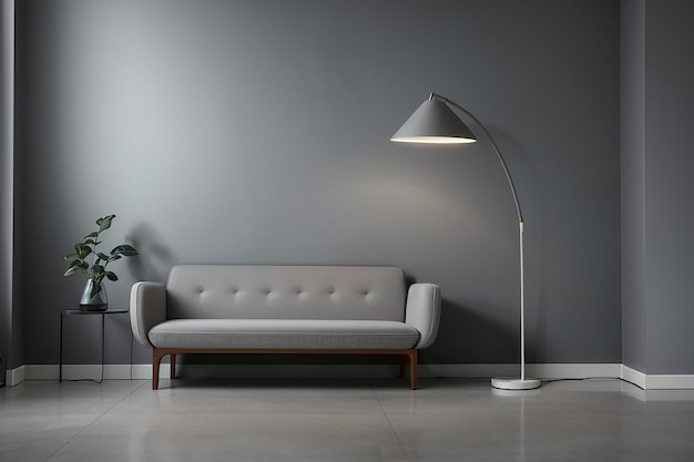 Standing lamp in a gray room