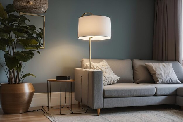 Standing lamp in a living room