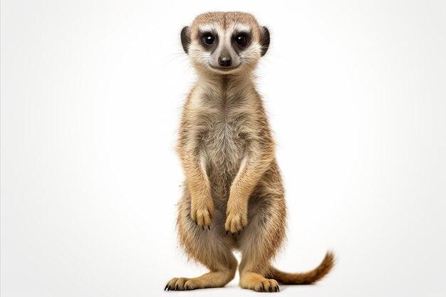 Photo standing meerkat hyperrealistic image award winning studio photography white