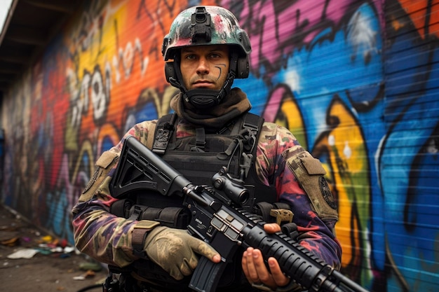 standing police patrolling in the streets