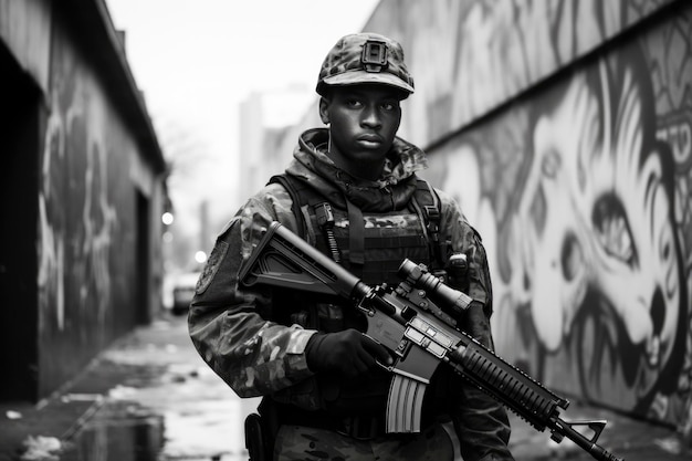 standing police patrolling in the streets