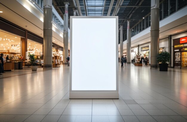 a standing poster display in a shopping mall