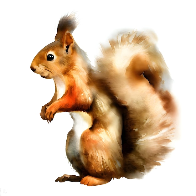 Standing squirrel watercolor style isolated on white