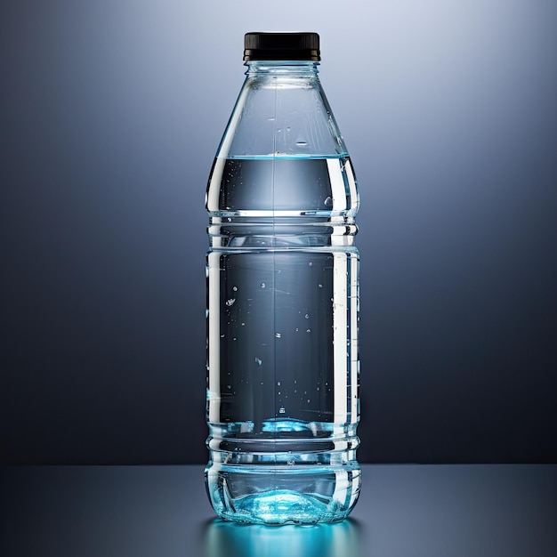 standing transparent plastic water bottle with a cap mockup