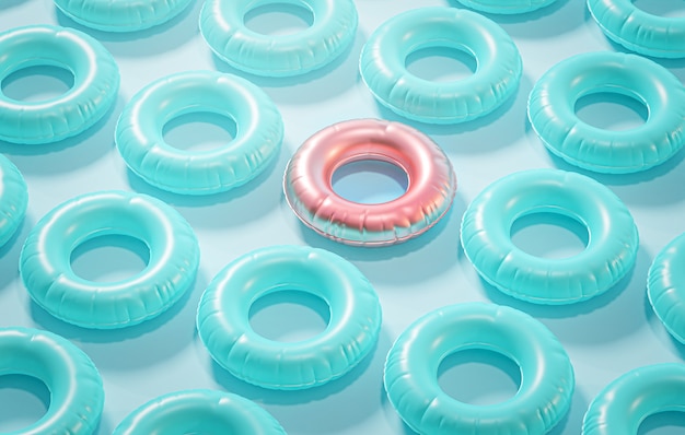 Standout Summer background Concept Inflatable Swimming Ring 3D Rendering
