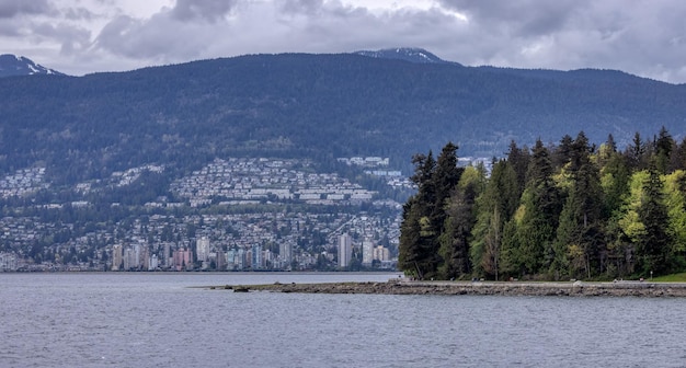 Stanley Park with City and Mountains in Background