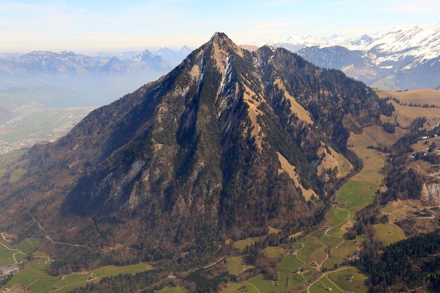 シュタンザーホルン山 スイス スイスアルプスの山々 空撮写真