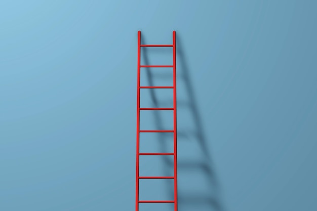 Stap ladder tegen een muur Groei toekomstig ontwikkelingsconcept 3D Rendering