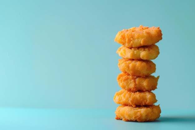 Foto stapel donuts op blauwe tafel