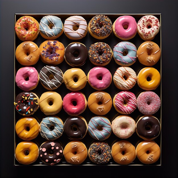 Stapel kleurrijke donuts gegenereerd door AI
