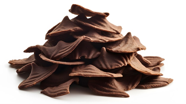 Stapel knapperige donkere chocoladegolfchips geïsoleerd