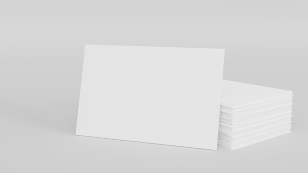 Stapel lege witte visitekaartje naam kaart mockup op wit promoten bedrijfsmerk 3d-rendering