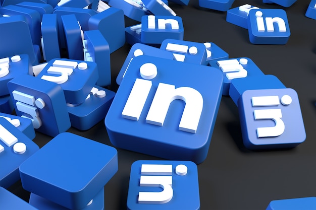 Foto stapel linkedin-logo 3d-rendering