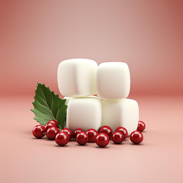 Foto stapel marshmallows op de tafel close-up kerst eten achtergrond ai gegenereerde afbeelding