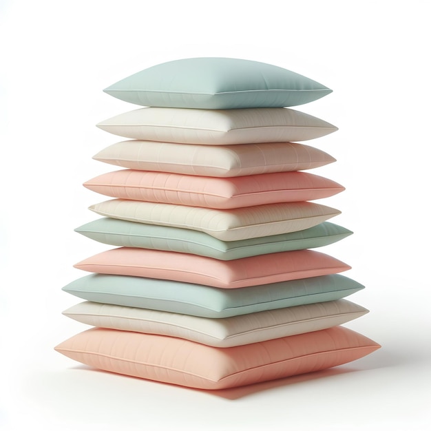Foto stapel pastelkleurige kussens geïsoleerd op een witte achtergrond