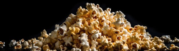 Stapel Popcorn Op Een Zwarte Achtergrond Generatieve AI