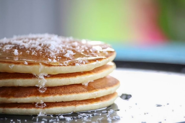 Foto stapel smakelijke pannenkoeken