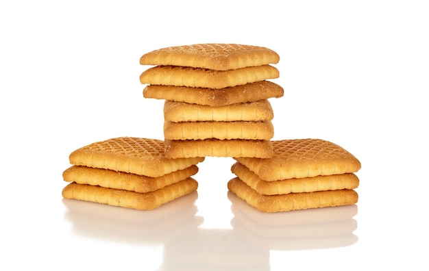 Stapel snoep crackers cookies geïsoleerd op een witte achtergrond