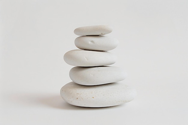 Stapel witte zen stenen op een witte achtergrond Zen concept