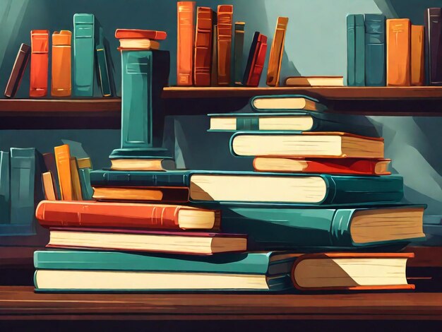 Stapels boeken met gekleurde omslag vector illustratie
