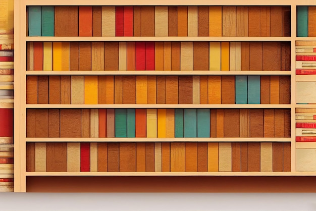 Stapelwoordenboek voor het onderwijs Interieur boekenplanken met gekleurde boekruggen