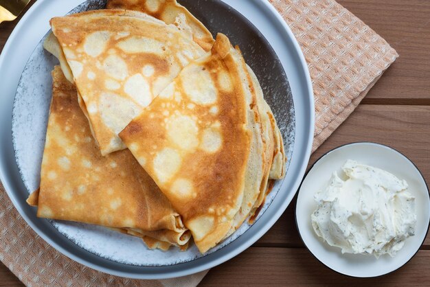 Staple of pancakes traditional for Russian pancake week