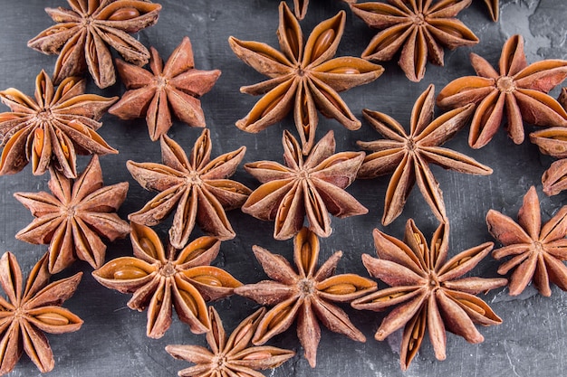 Star anise on a gray background