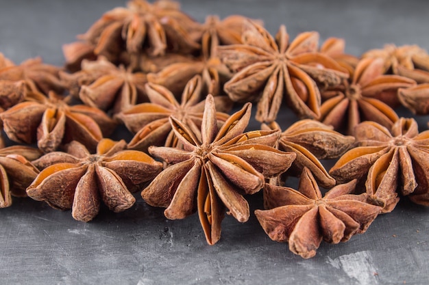 Star anise on a gray background