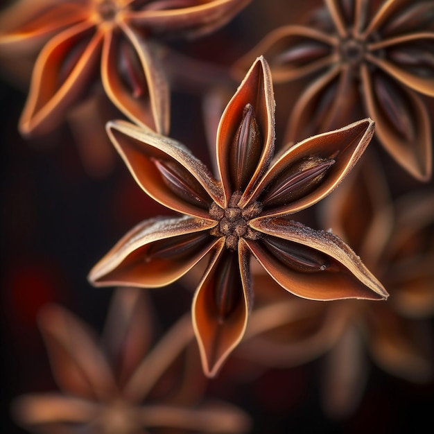 Star anise spice fruit close up