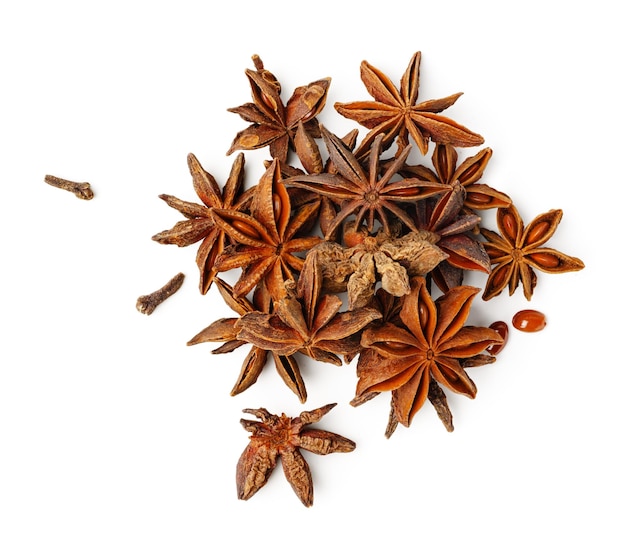 Star anise spice isolated on white background