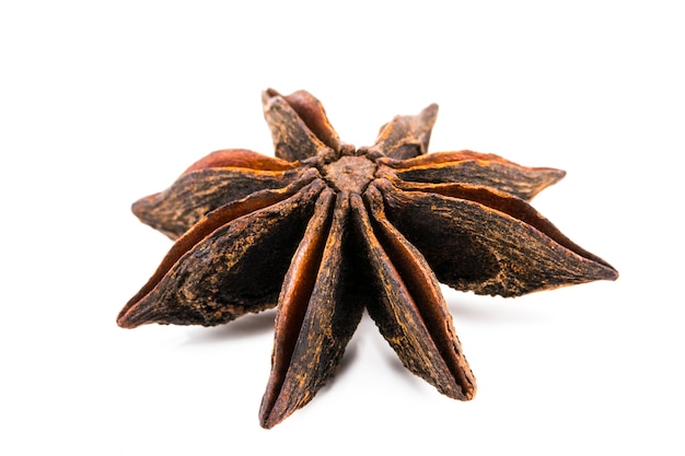 Star anise spice isolated on white