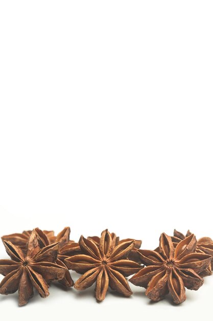 Star anise on a white background in a close up view