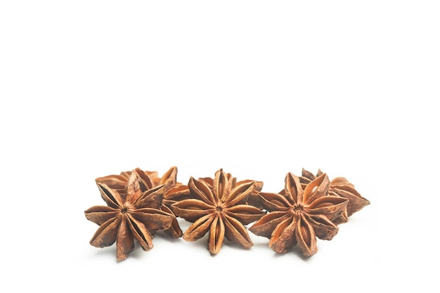 Star anise on a white background in a close up view