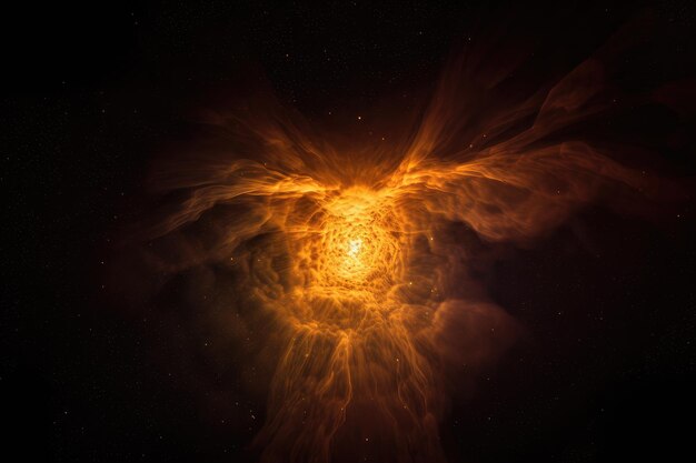 Star being born with the dust and gas that will form its surroundings visible in the frame