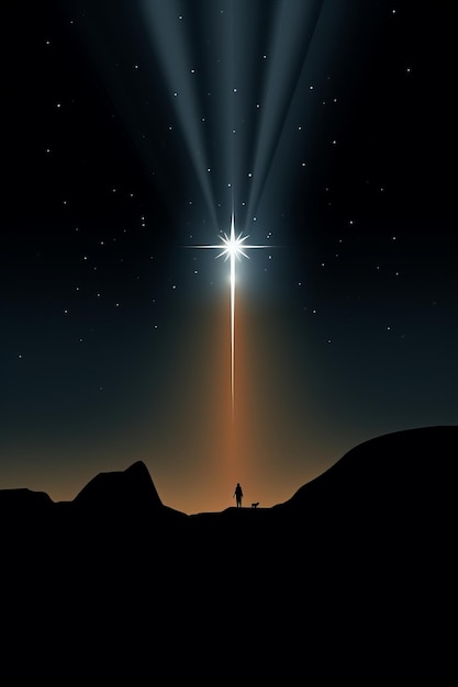 Photo the star of bethlehem shining brightly over the flat minimalist nativity scene ai generate