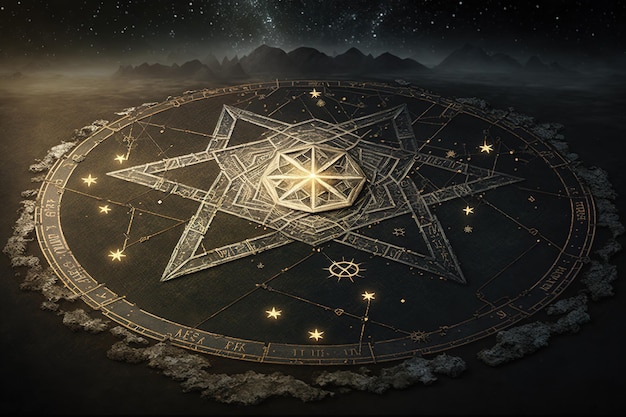 Star constellations around the poles North and south high detailed star map with zodiac symbols