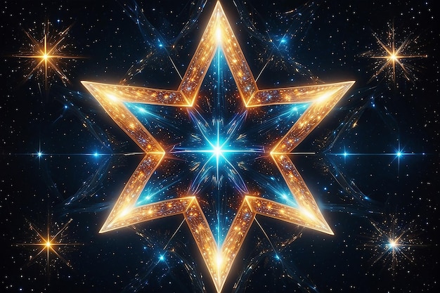 Photo star of david among twinkling stars a cosmic fusion generative ai