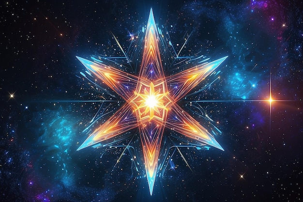 Foto stella di davide tra le stelle scintillanti un'ai generativa di fusione cosmica