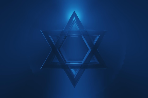 Star of David in blue light Themes of Israel and Judaism