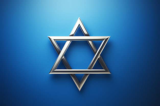 Photo star of david jewish symbol on blue background