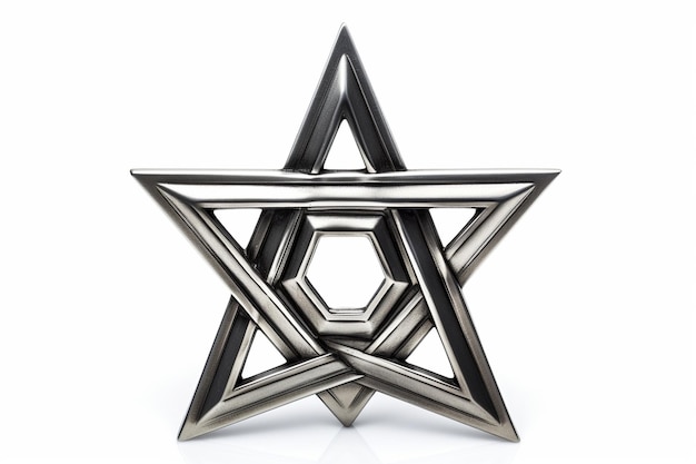 색 배경 에 고립 된 금속 으로 만든 데이비드 별