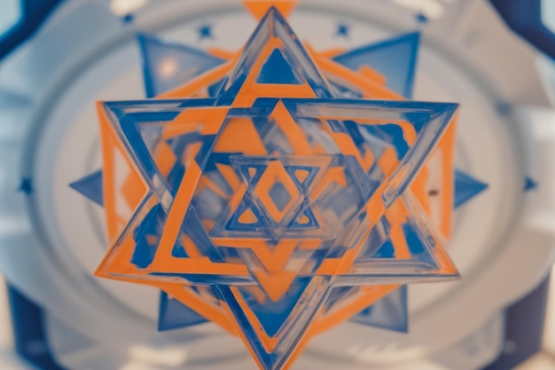 Star of David with blue gems on a dark background