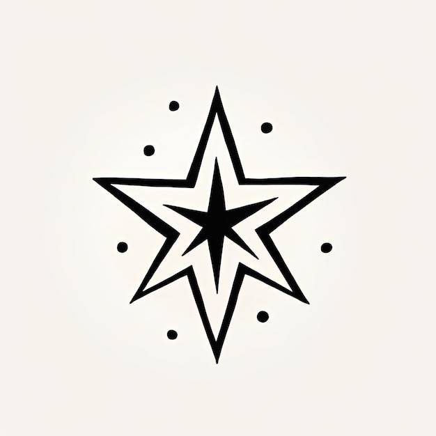 the star drawn with a black pen on a white background in the style of flat shapes