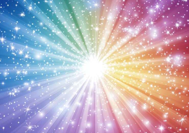 Photo star explosion in a digital line art style on an abstract multicolored background