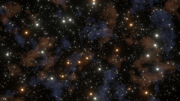 Photo star field with red blue nebula in foreground 3d rendering