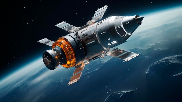 Фото Звездный полет космический корабль в космосе с космонавтами
